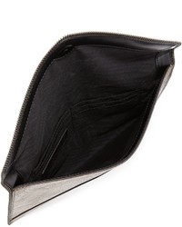 Rebecca Minkoff Leo Leather Envelope Clutch Bag Metallic Anthracite