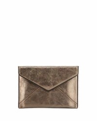 Rebecca Minkoff Leo Leather Envelope Clutch Bag Metallic Anthracite