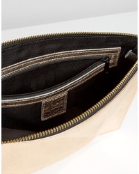 Asos Metallic Leather Zip Top Clutch Bag