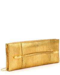 Tom Ford Metallic Python Serpent Bar Clutch Bag Gold