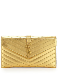 Saint Laurent Monogramme Envelope Clutch Bag Germilon Golden