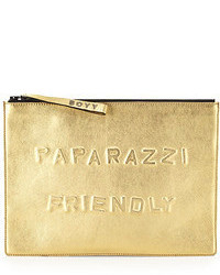Boyy Paparazzi Friendly Alphabet Metallic Clutch Bag Gold