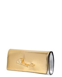 Versus Safety Pin Metallic Leather Clutch