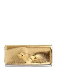 Versus Safety Pin Metallic Leather Clutch