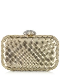 Forzieri Woven Leather Clutch Wcrystals Closure