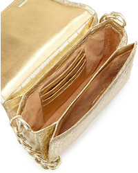 Nancy Gonzalez Crocodile Medium Flap Crossbody Bag Gold Metallic