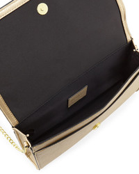 Neiman Marcus Faux Leather East West Crossbody Bag Gold