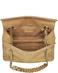 Roberto Cavalli Gold Laminated Leather Crossbody Bag Wchain Strap