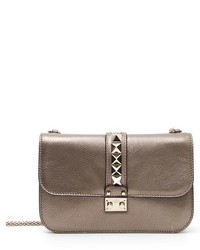 Valentino Medium Lock Metallic Calfskin Leather Shoulder Bag