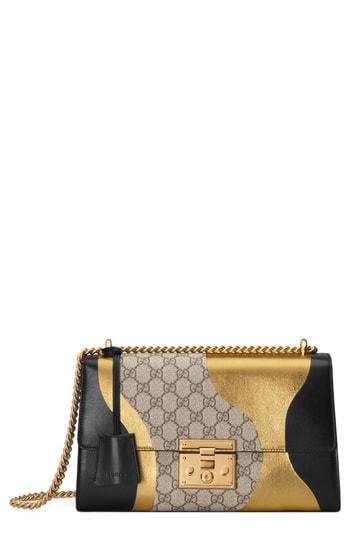 Gucci Padlock Medium GG Supreme Canvas Shoulder Bag Brown 477530