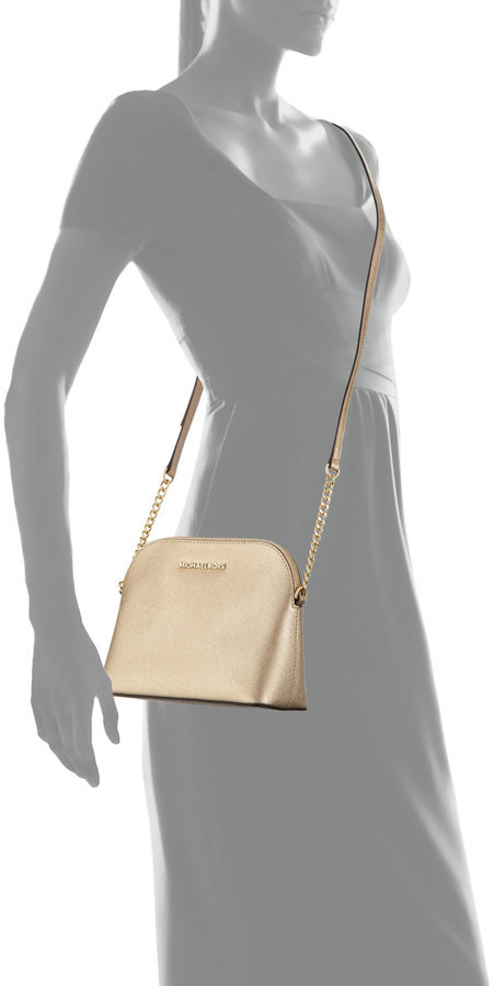 Cindy Gold Leather Dome Cross-Body Bag