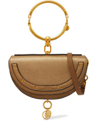 Chloé Nile Bracelet Mini Metallic Textured Leather Shoulder Bag