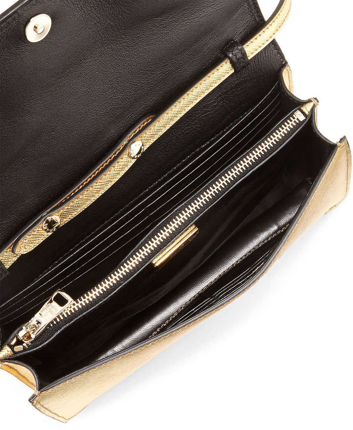 Prada Metallic Gold Saffiano Lux Leather Studded Mini Crossbody Bag at  1stDibs