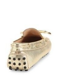 Tod's Gommini Tie Front Metallic Leather Driver