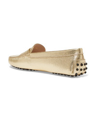 Tod's Gommino Metallic Textured Leather Loafers