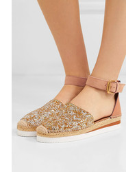 See by Chloe Glittered Leather Platform Espadrilles