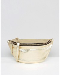 Gold Leather Fanny Pack
