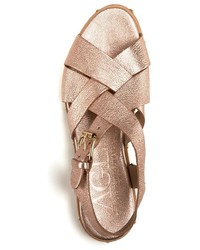 Attilio Giusti Leombruni Agl Flat Sandals Strappy Lug Sole Metallic