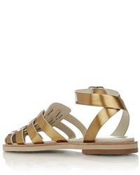 Jil Sander Navy Ankle Strap Flat Sandals Gold Size 55