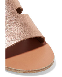 Ancient Greek Sandals Apteros Cutout Metallic Leather Slides