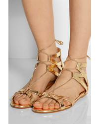 Aquazzura Beverly Hills Mirrored Leather Flat Sandals