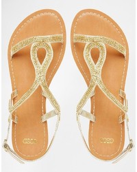 Asos Collection Fire Cracker Leather Flat Sandals