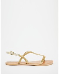 Asos Collection Fire Cracker Leather Flat Sandals