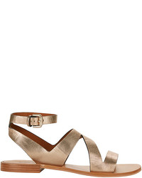 See by Chloe Dania Metallic Leather Cut Out Flat Sandals