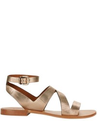 See by Chloe Dania Metallic Leather Cut Out Flat Sandals