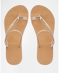 Asos Forecast Wide Fit Leather Flat Sandals