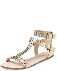 Gladys Perforated T Strap Flat Sandal