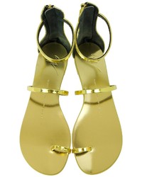 Giuseppe Zanotti Gold Metallic Leather Flat Sandal