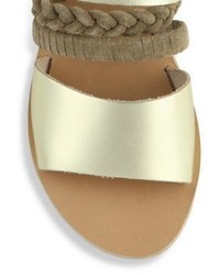 Ancient Greek Sandals Helene Metallic Leather Suede Slides
