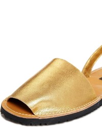 Park Lane Gold Leather Sling Flat Sandal