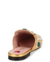 Gucci Princetown Jeweled Metallic Leather Loafer Slides