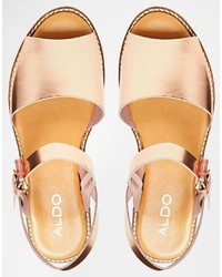 aldo rose gold flat sandals
