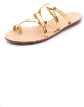 gold strappy flats