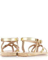 Ancient Greek Sandals Semele Metallic Leather Sandals Gold