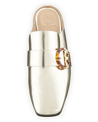 Tory Burch Sidney Smooth Metallic Leather Slide Loafer