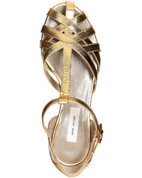 Marc Jacobs Strappy Flat Leather Sandals In Gold