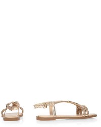 Dorothy Perkins Wide Fit Gold Waxy Sandals