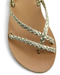 Ancient Greek Sandals Yianna Braided Vachetta Leather Flat Sandals