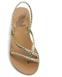 Ancient Greek Sandals Yianna Braided Vachetta Leather Flat Sandals