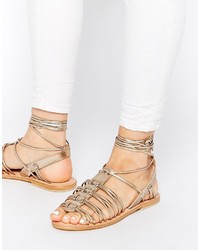 Asos Collection Funnel Web Leather Gladiator Tie Leg Sandals