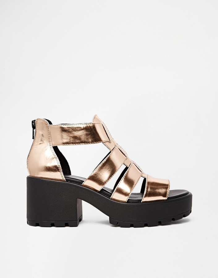 Vagabond Dioon Metallic Rose Gold Gladiator Heeled Sandals, $135 | |