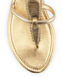 Prada Flat Metallic Thong Gladiator Sandal Light Gold