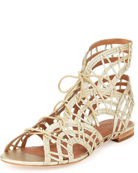Joie Renee Lace Up Gladiator Sandal White Gold