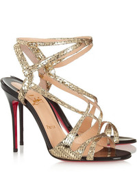 Christian Louboutin Audrey 100 Metallic Coated Suede Sandals