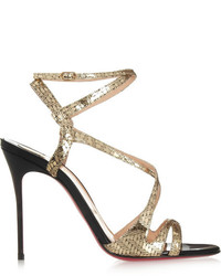 Christian Louboutin Audrey 100 Metallic Coated Suede Sandals