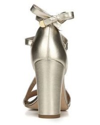 Diane von Furstenberg Calabar Lace Up Metallic Leather Block Heel Sandals
